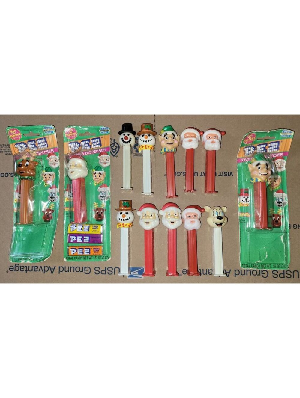 PEZ Christmas Collectible Candy Dispensers Set with Santa, Snowman, and Holiday